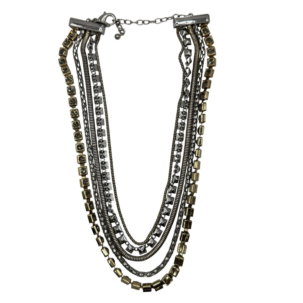 Edgy Glam Mixed Metal Rhinestone Layered Necklace from White House Black Market - Picture 8 of 11